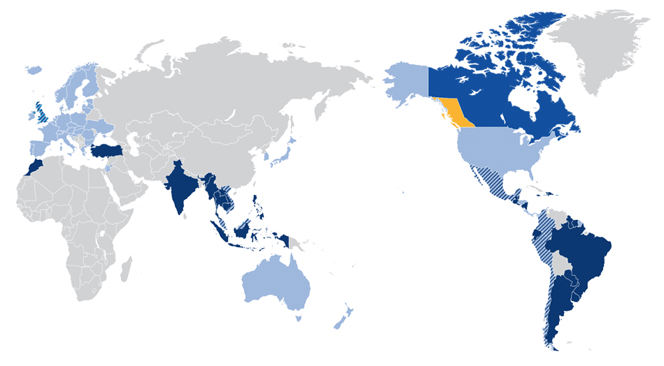 BC &; Kanada Freihandelsabkommen auf der Karte dargestellt