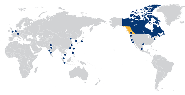 Trade and Invest BC verfügt über Repräsentanzen an 26 Standorten. Unser Team erleichtert den Handel, ausländische Direktinvestitionen und andere Investitionsmöglichkeiten und bietet Einblicke in die Geschäftstätigkeit in British Columbia, Kanada, und den Export von British Columbia in Schlüsselmärkte. 